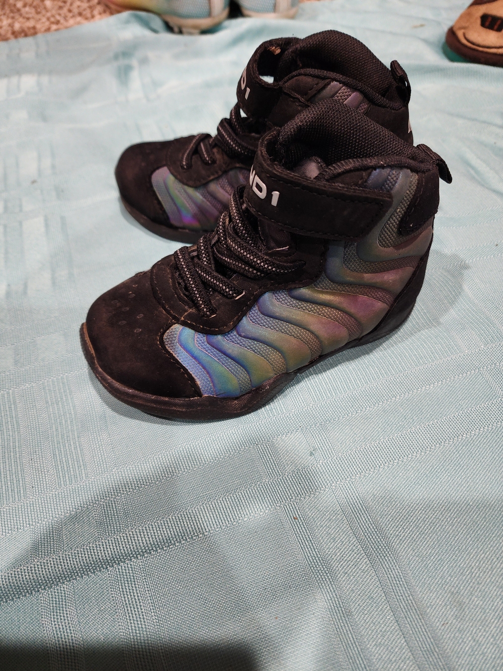 Kids Black 7c AND1 High-Top Sneakers with Iridescent Panels